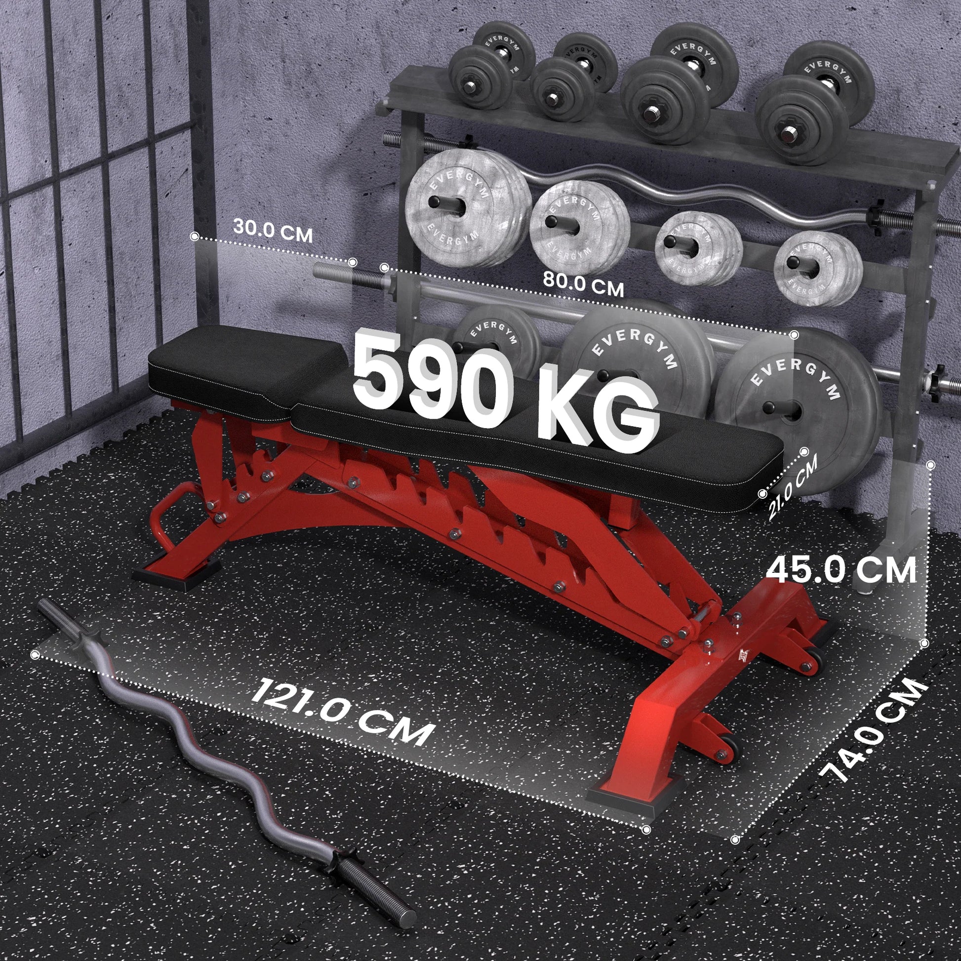 Heavy Duty Adjustable Gym Bench: Commercial Exercise Workout Equipment