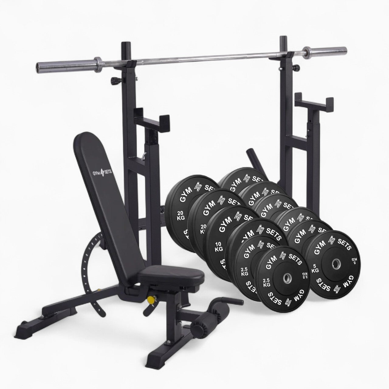 Heavy Duty Adjustable Rack Bench Squat Dip Plates Power Stand Home Gym
