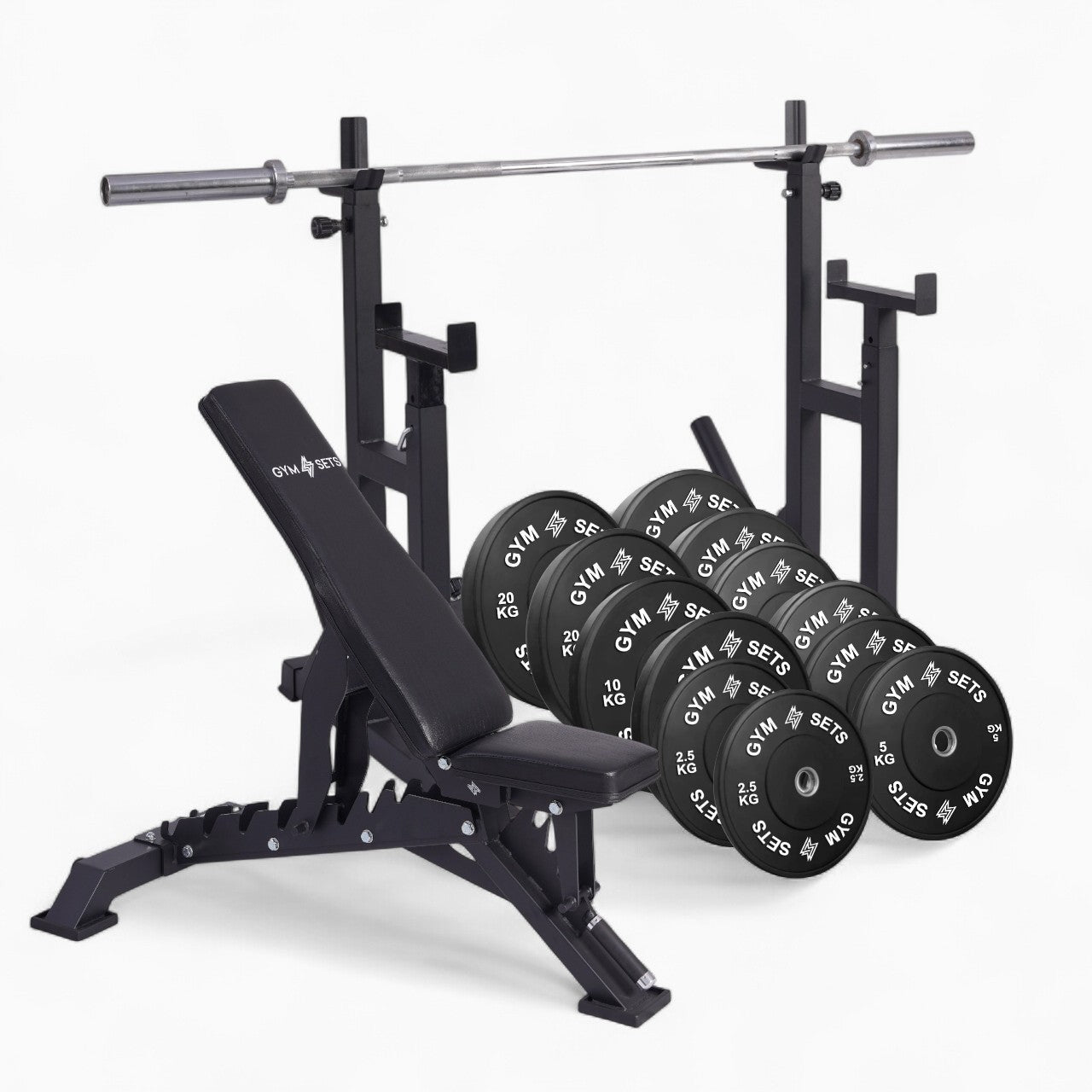 Heavy Duty Adjustable Rack Bench Squat Dip Plates Power Stand Home Gym