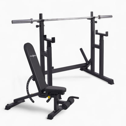 Heavy Duty Adjustable Rack Bench Squat Dip Plates Power Stand Home Gym