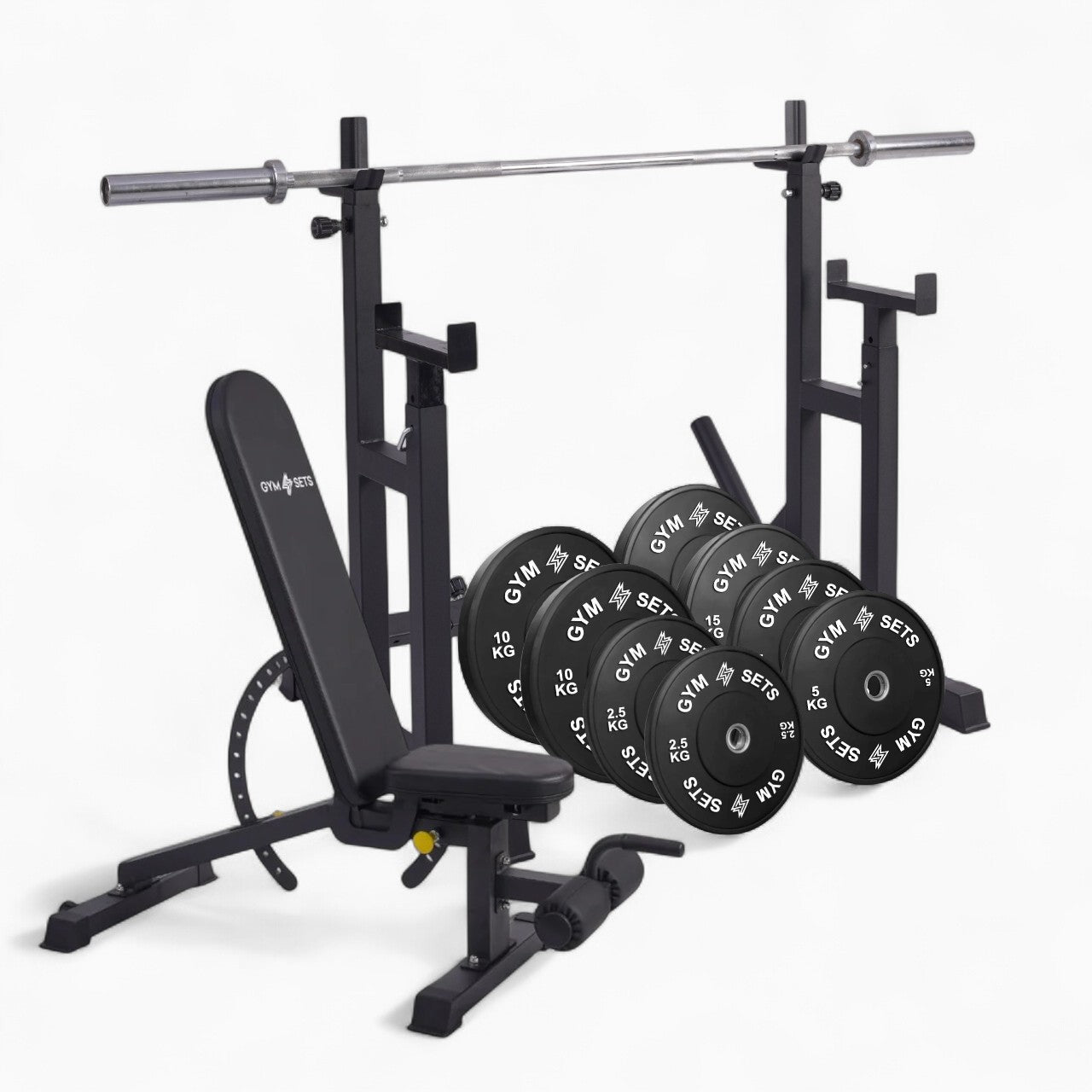 Heavy Duty Adjustable Rack Bench Squat Dip Plates Power Stand Home Gym