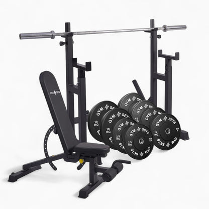 Heavy Duty Adjustable Rack Bench Squat Dip Plates Power Stand Home Gym