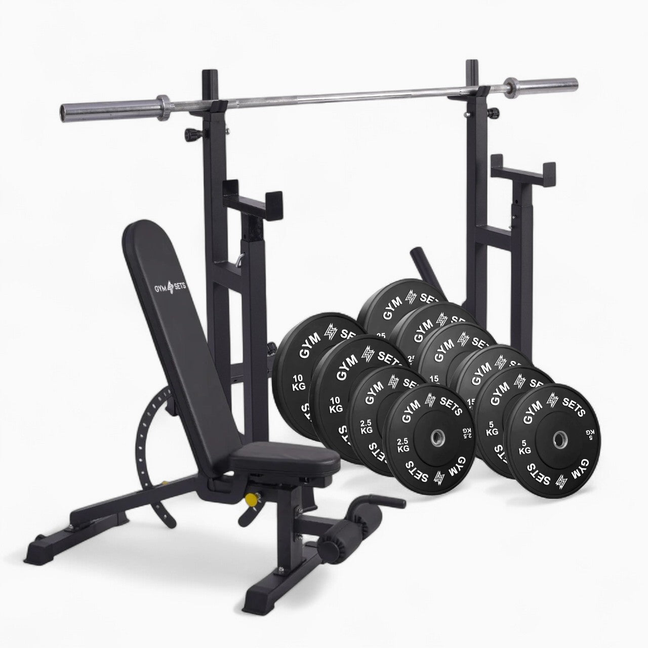 Heavy Duty Adjustable Rack Bench Squat Dip Plates Power Stand Home Gym