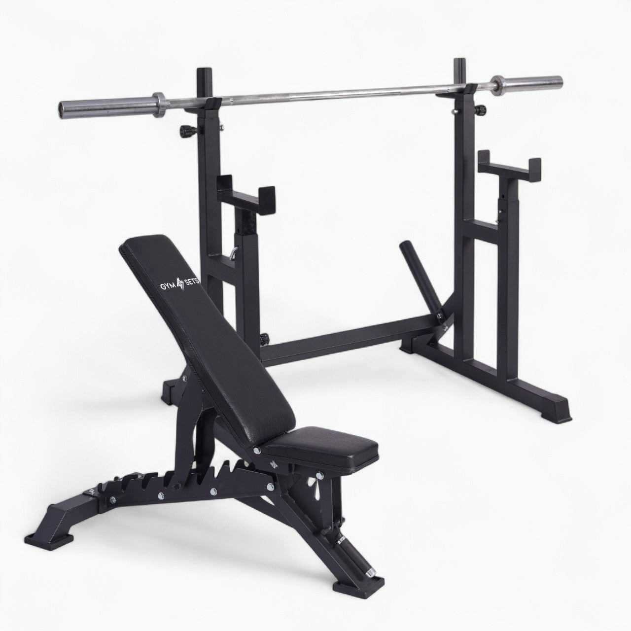Heavy Duty Adjustable Rack Bench Squat Dip Plates Power Stand Home Gym