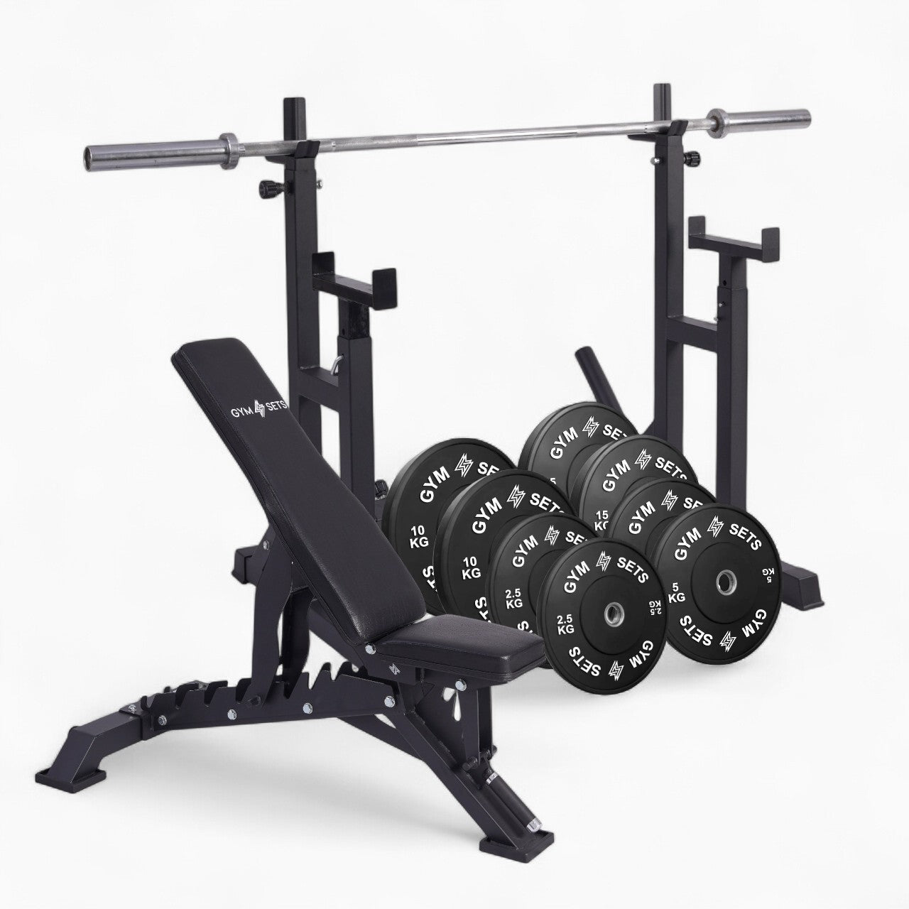Heavy Duty Adjustable Rack Bench Squat Dip Plates Power Stand Home Gym
