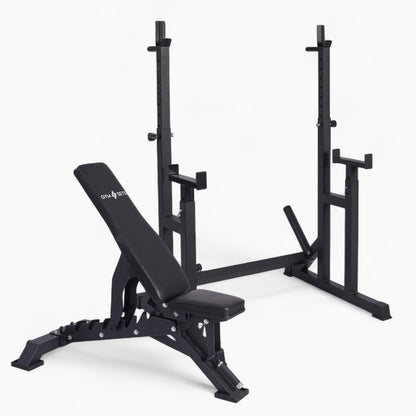 Heavy Duty Adjustable Rack Bench Squat Dip Plates Power Stand Home Gym