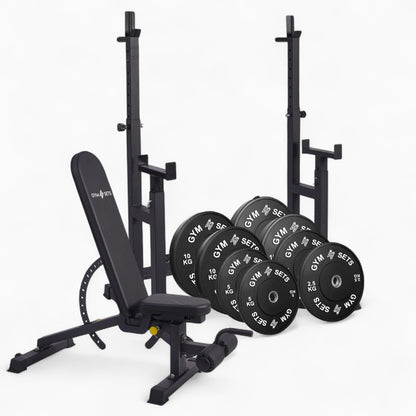 Heavy Duty Adjustable Rack Bench Squat Dip Plates Power Stand Home Gym