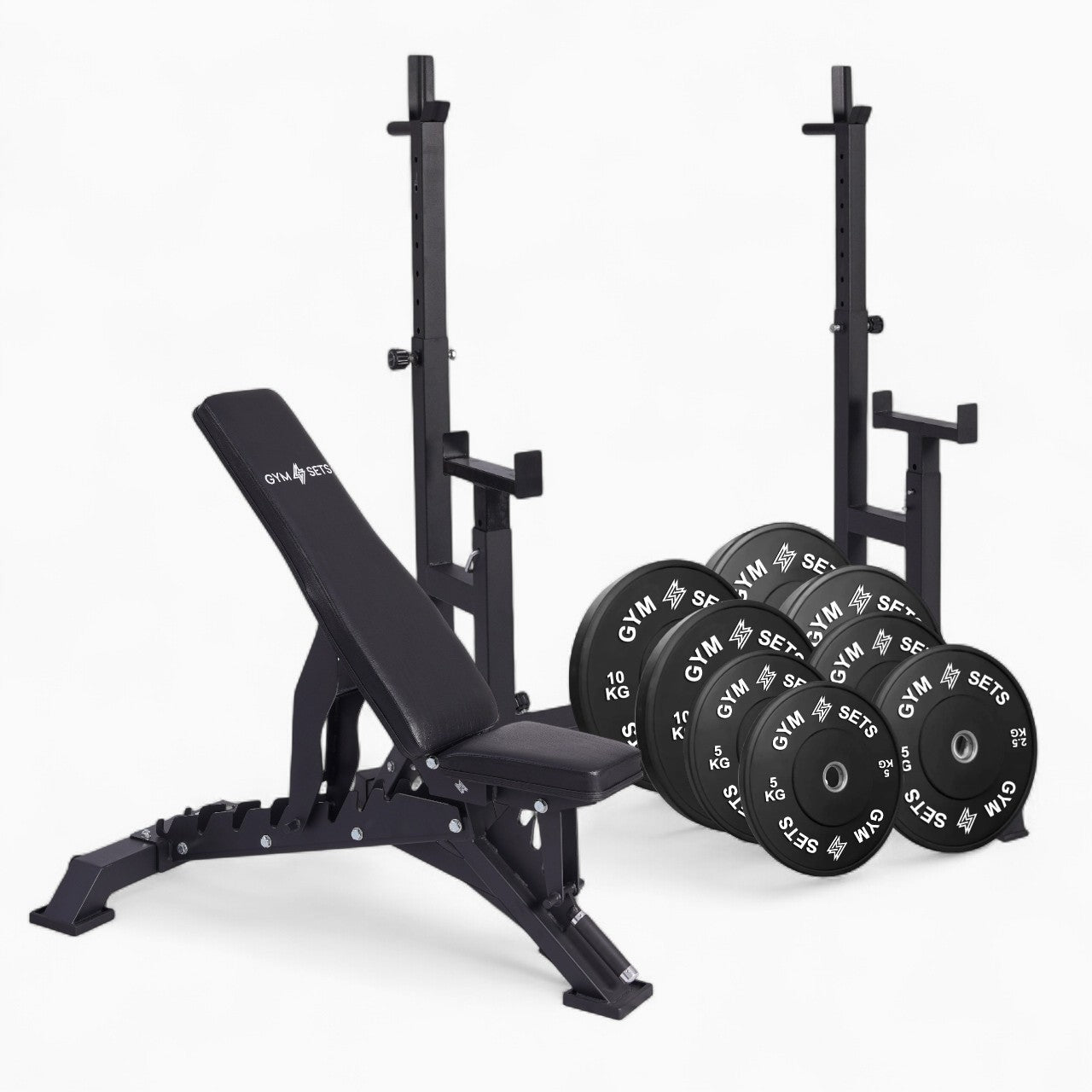 Heavy Duty Adjustable Rack Bench Squat Dip Plates Power Stand Home Gym