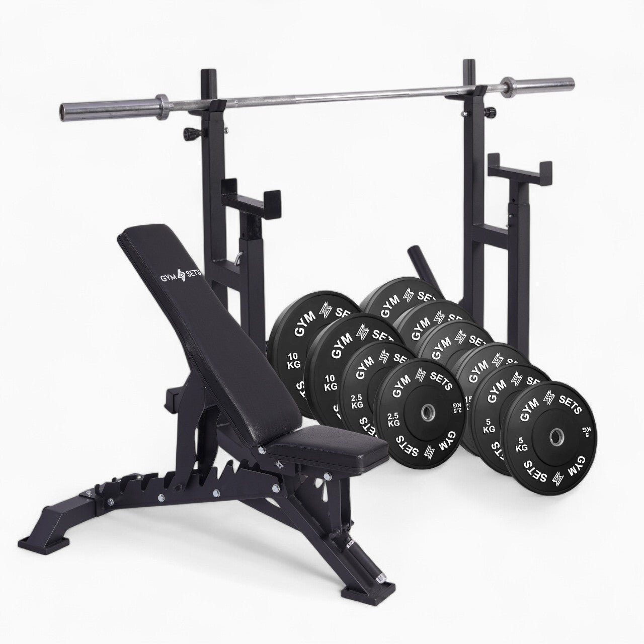 Heavy Duty Adjustable Rack Bench Squat Dip Plates Power Stand Home Gym