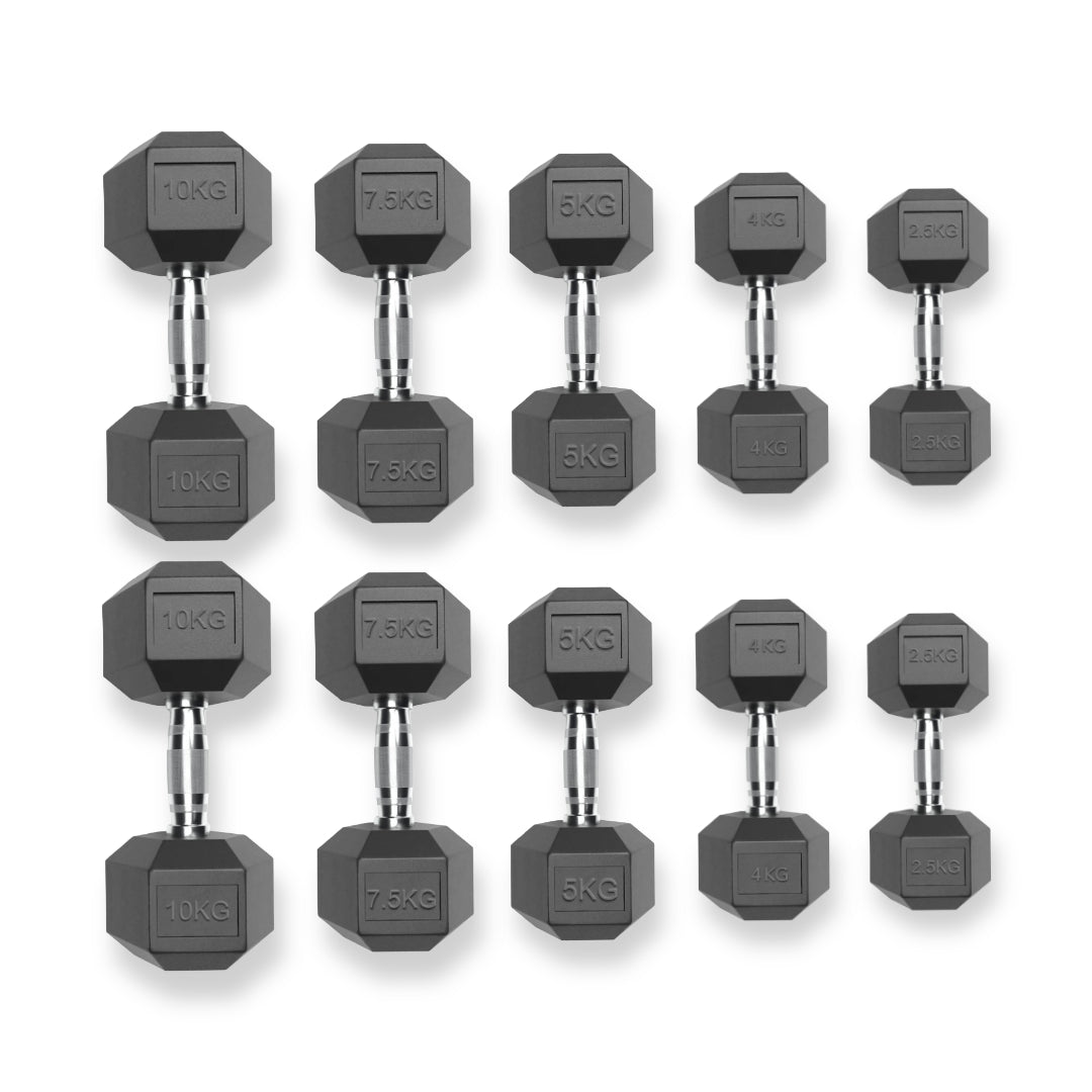 Hex Dumbbells - 2.5kg to 10kg Set