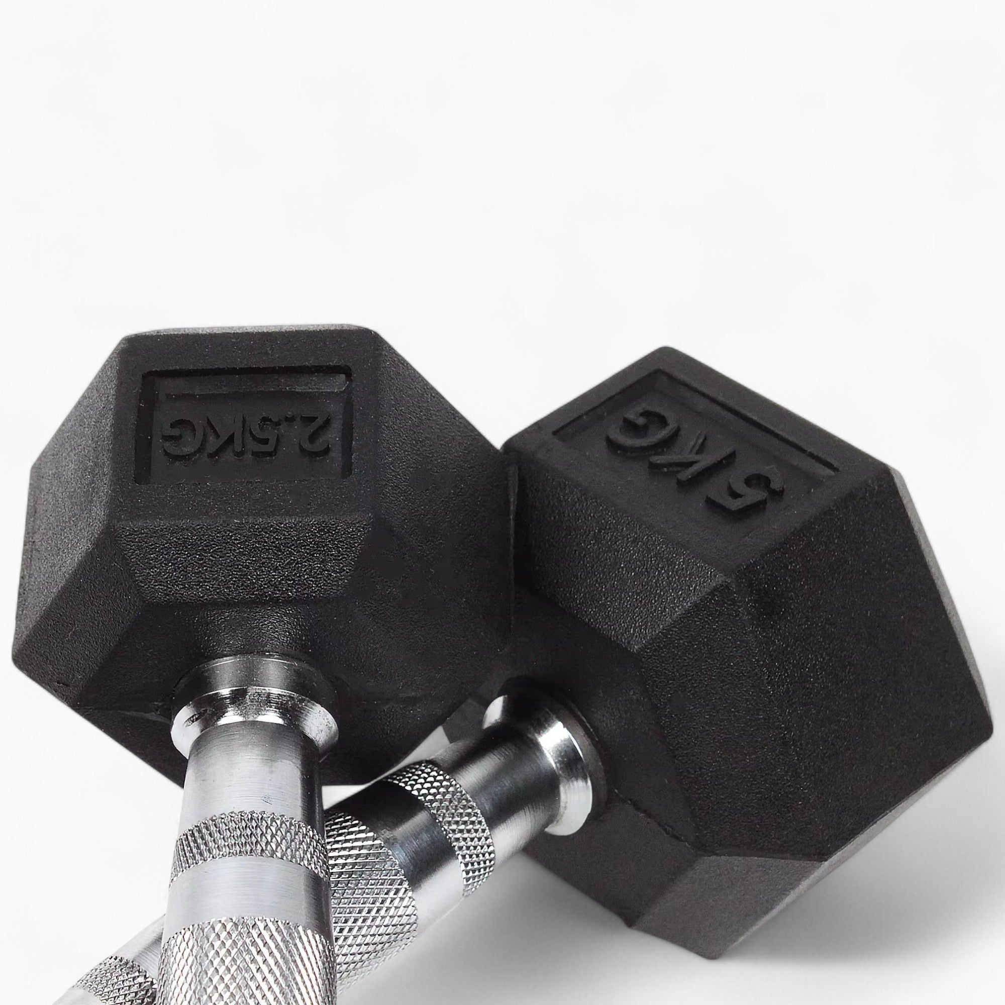 Manubrio Esagonale - Gomma Nera - 8 Kg - Set Da 2