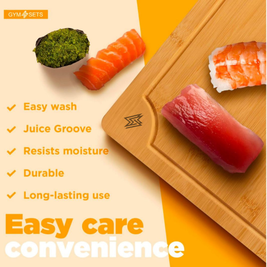 Natural Bamboo Chopping Board – Organic, Antibacterial, Reversible