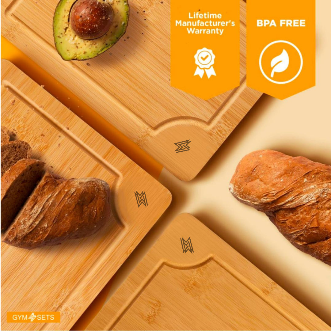 REDSALT® Innovative Organic Bamboo Wooden Chopping Board Non-Slip L 42 X 30 X 2.5 Cm Large Wooden Board Reversible Deep Juice Groove FSC Certified Premium Chopping Board Kitchen Grill Gift Sustainable