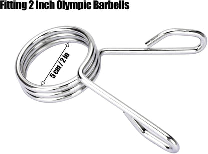 Olympic 2" Spring Collars 50mm Barbell Bar Clips 1" 25mm Dumbbell inch