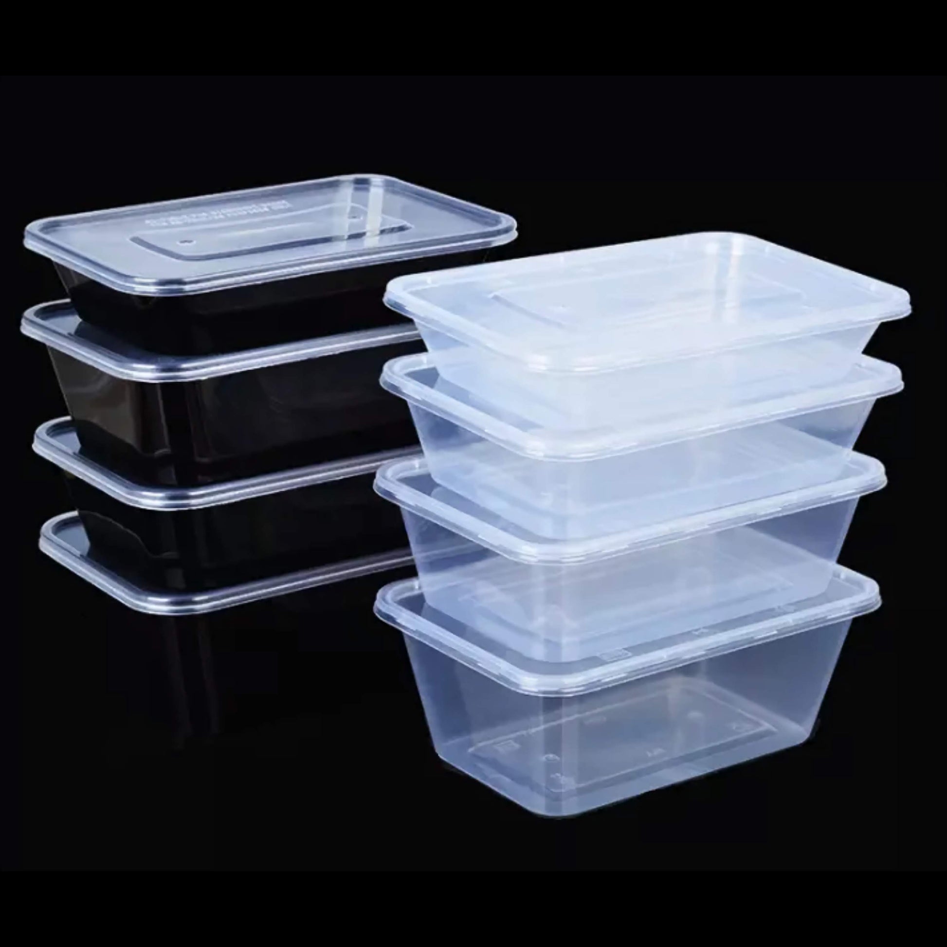 Plastic Black Food Containers with Lids, Kitchen Storage for Meal Prep