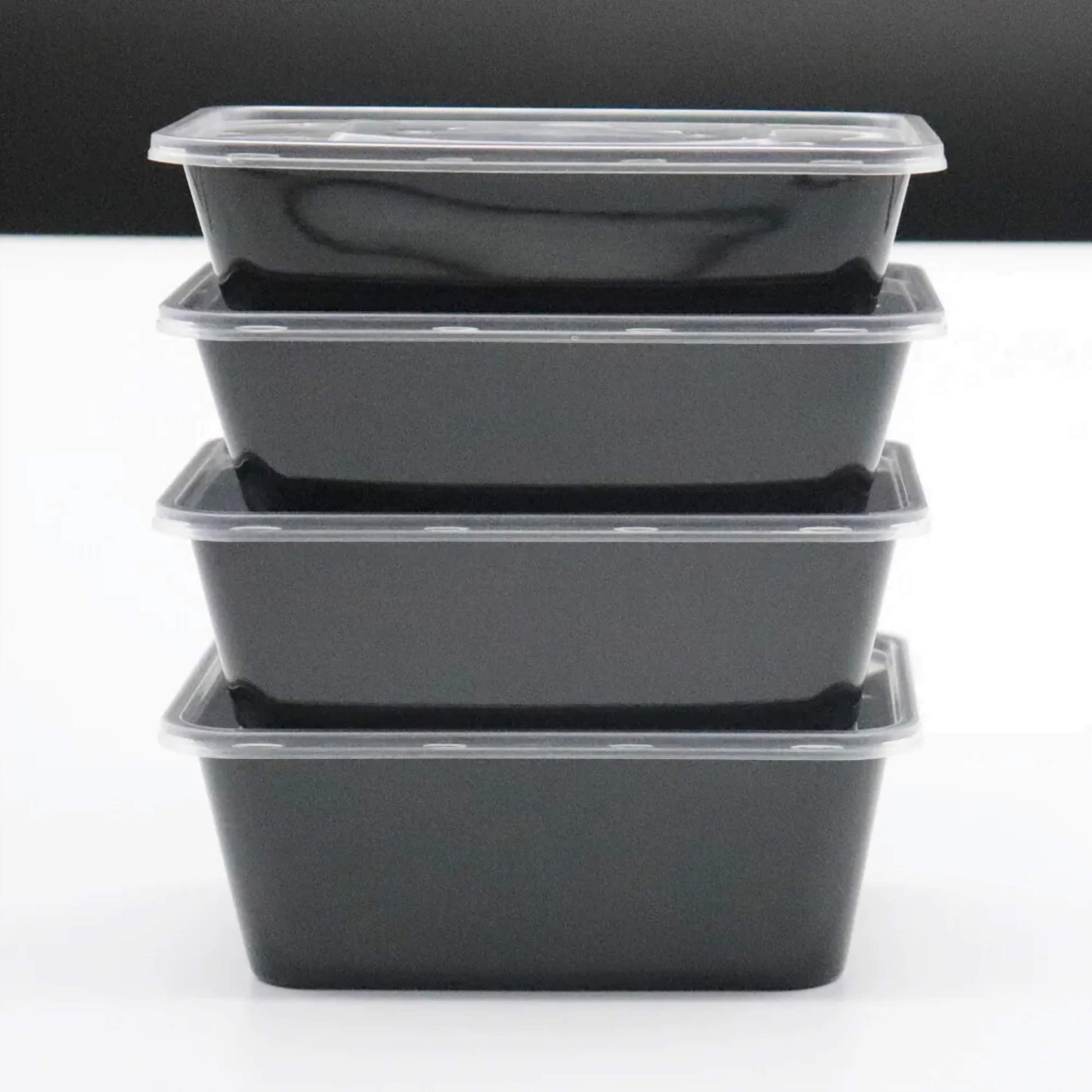 Plastic Black Food Containers with Lids, Kitchen Storage for Meal Prep