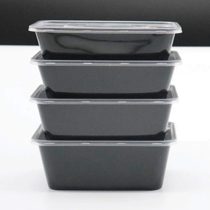 Plastic Black Food Containers with Lids, Kitchen Storage for Meal Prep