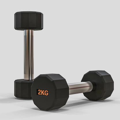 Round Dumbbells Set 2kg-10kg Pair Weights Rubber Encased Gym Men Women