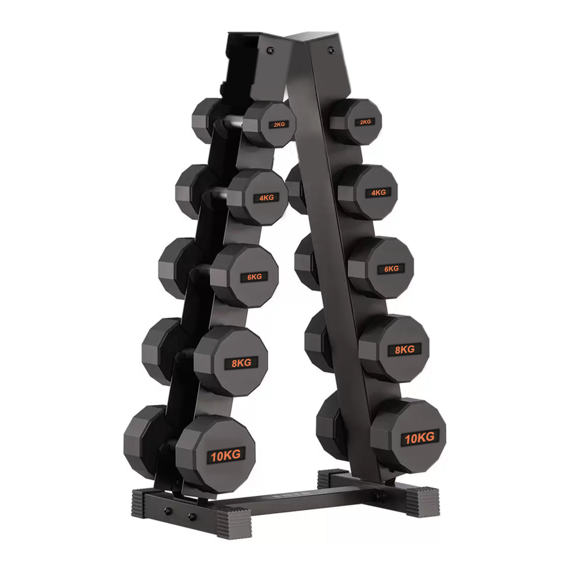 Round Dumbbells Set 2kg-10kg Pair Weights Rubber Encased Gym Men Women