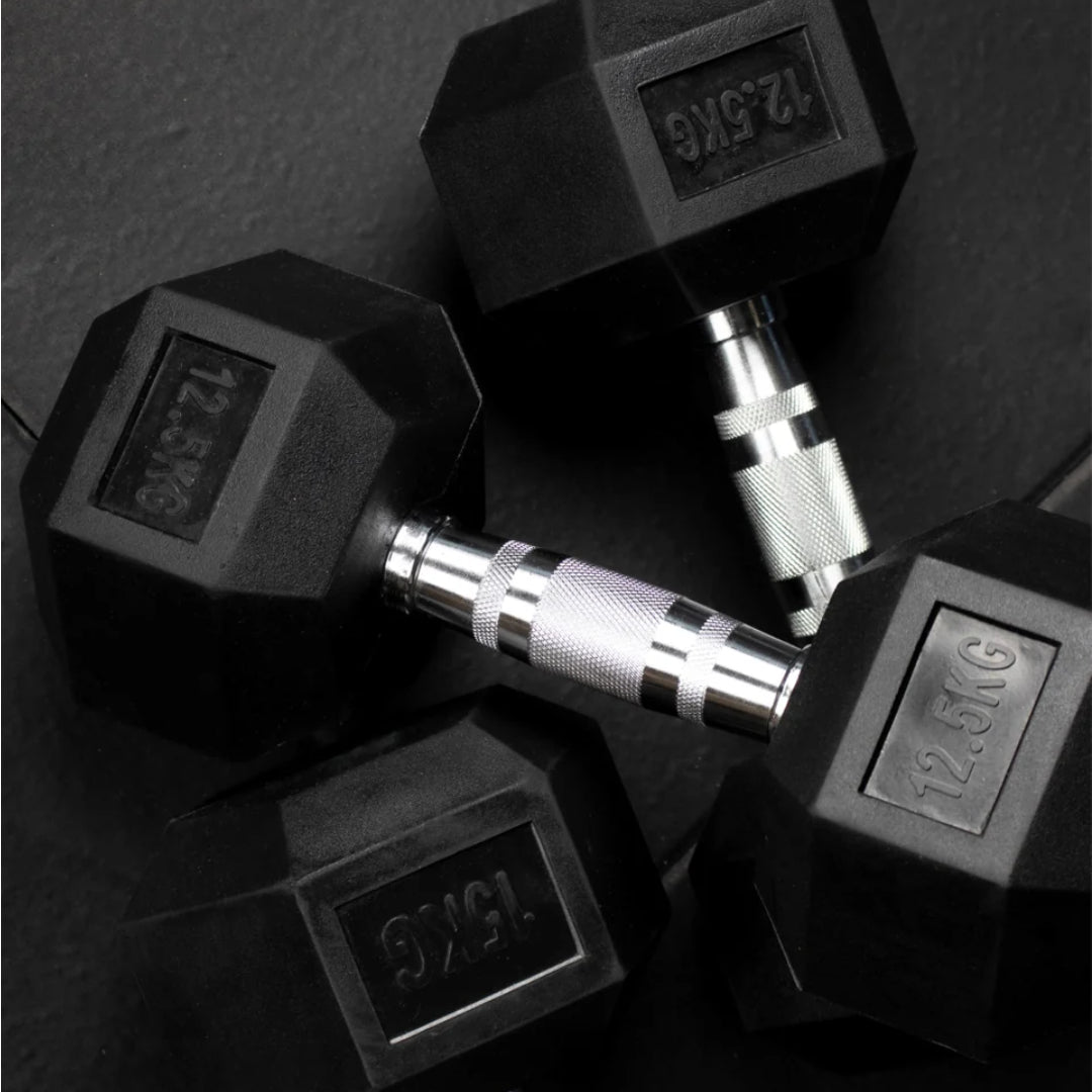 Hex Dumbbells Set 2.5kg-30kg Pair Hand Weights Rubber Encased Gym 