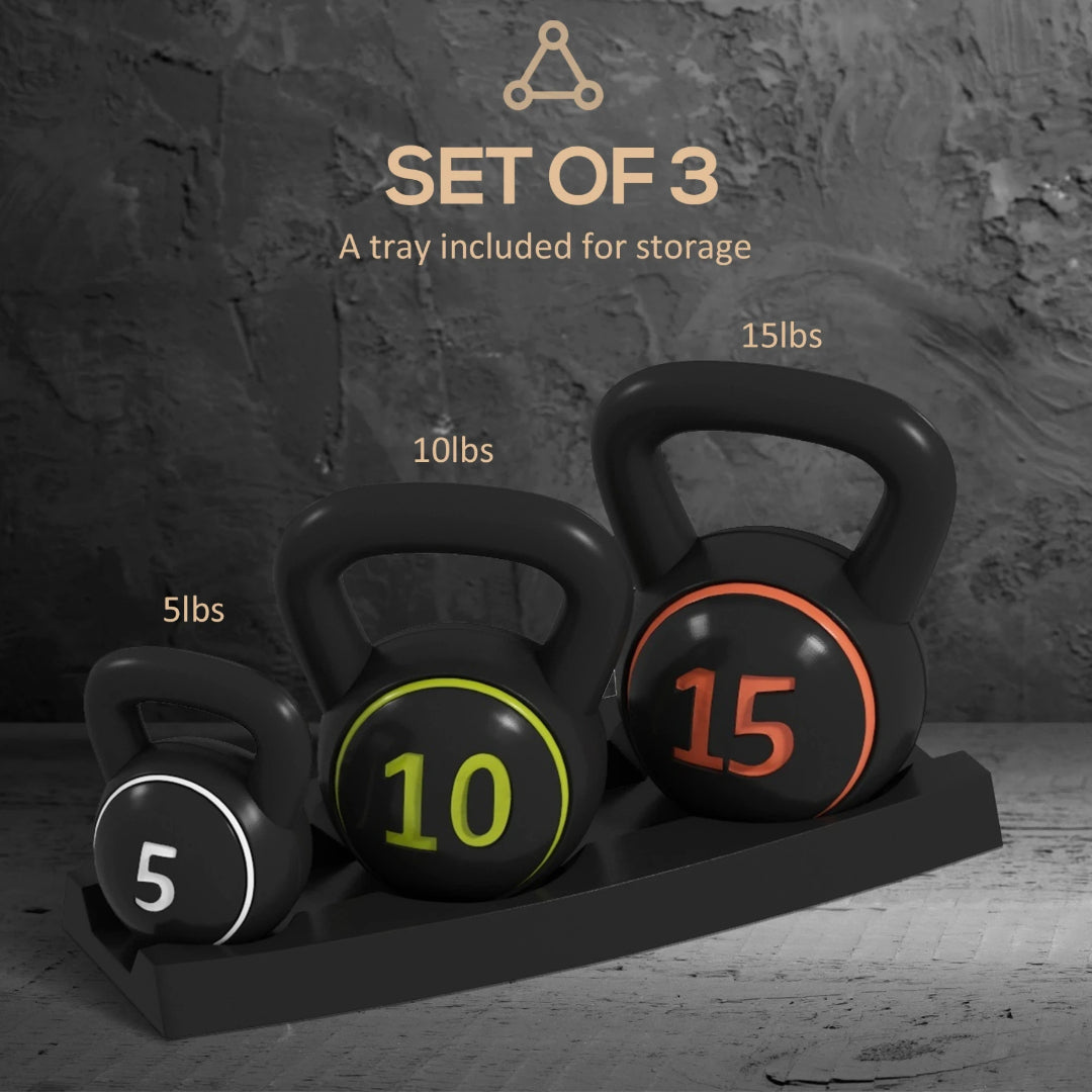 GymSets 3 Piece Kettlebell Set